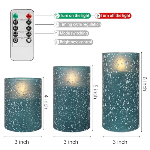 Image of Blue Flameless Candles Set with Remote Control, Flickering LED Battery Operated Pillar Candles, Timer Function, 3 Sizes (3x4, 3x5, 3x6), Safe, Realistic Flame Effect, Perfect for Home Decor, Christmas