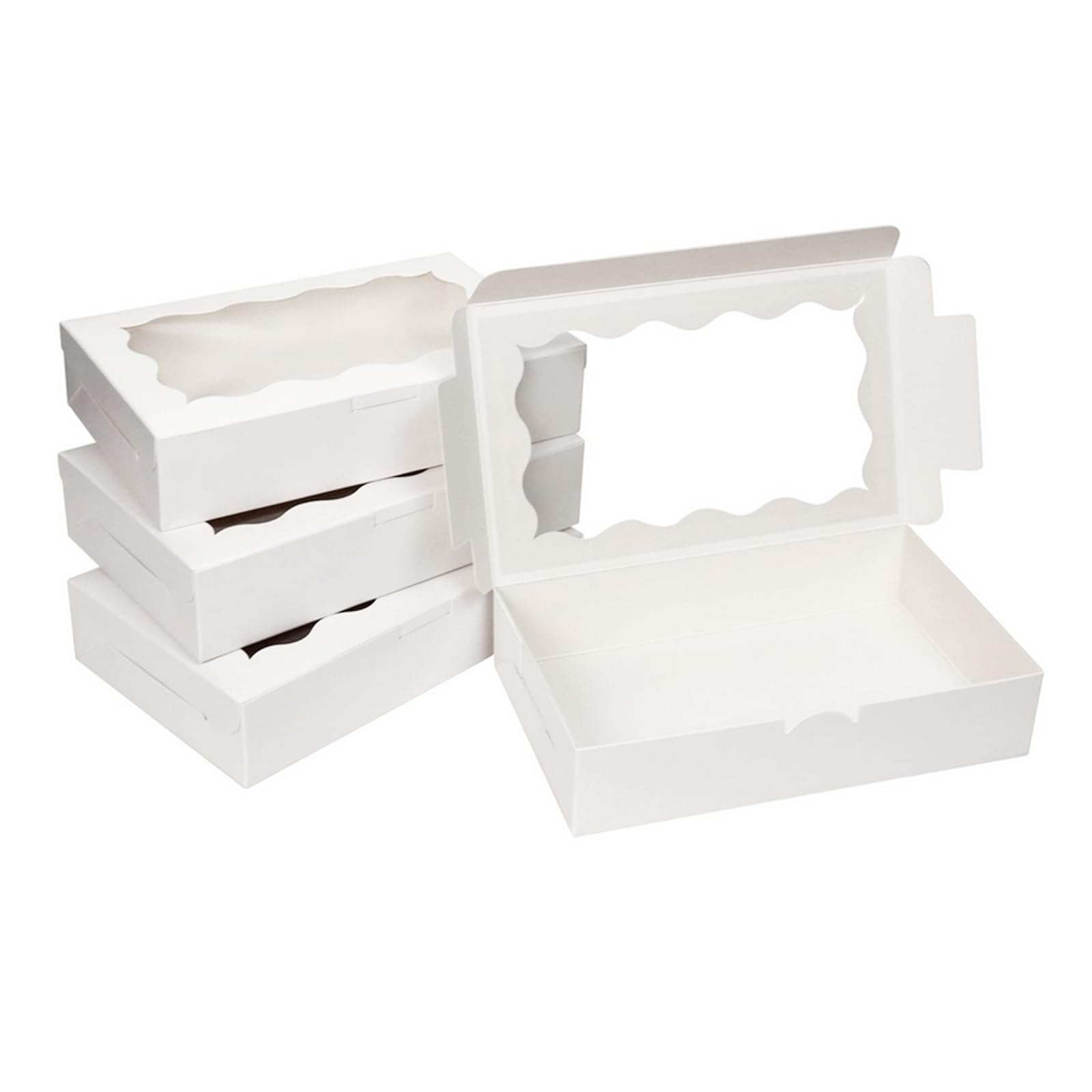 Gad2go 20 Pack Kraft Bakery Boxes 17.8 x 10.9 x 3.9 cm White Kraft Cookie Box with Clear Window Empty Gift Packing Box for Birthday Wedding Halloween Christmas Party