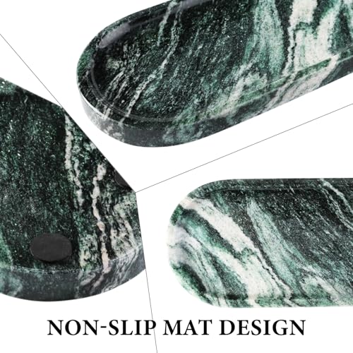 Image of Koville Green Marble Tray for Bathroom Countertop, 10 inchx5 inch Natural Marble Vanity Tray Perfume Trays for Dresser, Stone Jewelry Dish Candle Holder for Home Decor, Stone Catchall Trays