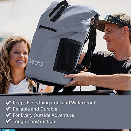 Malo'o Backpack Cooler Bag Holds 24 Cans Or 18 Bottles And Ice - Roll-Top Soft Cooler For Kayaking, Camping, Beach, Fishing, Hiking Daypack & Travel Gear - Closed-Cell Insulation Cooler Backpack #TOP2