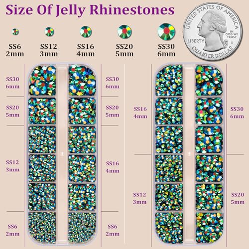 Image of Resin Jelly Rhinestones for Crafting with B7000 Jewelry Glue, 2 Boxes Emerald Black AB Flatback Crystals with 3Pcs 10ml Glue, Bedazzling Non Hotfix Gems for DIY Tumblers Clothing Shoes Manicure