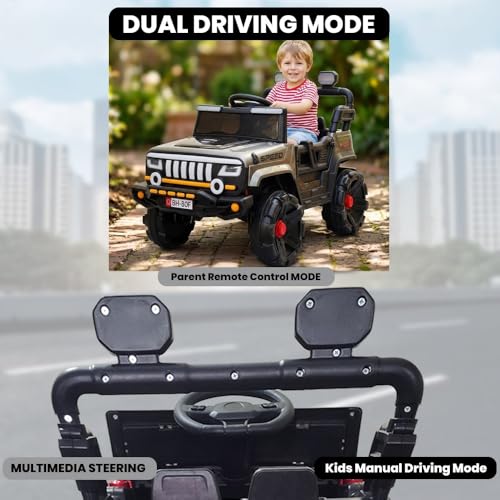 Image of SHAKYA WORLD Nitro Battery-Operated Rechargeable Ride-on Jeep for Kids with Remote Control, 1 to 4 Years, Gray