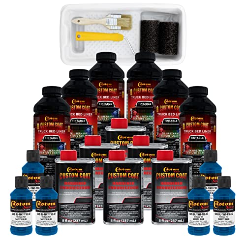 Image of Custom Coat Safety Blue 1.5 Gallon Roll-On Urethane Truck Bed Liner Kit