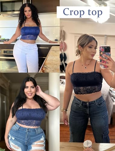 Image of Avidlove Bralettes for Women Lace Spaghetti Strap Tank Top Tube Slim Basic Camisole