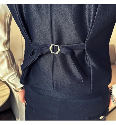 Mnjyihy Men Dress Suit Vests Casual V Neck Slim Fit Double Breasted Formal Business Tuxedo Wedding Waistcoat3
