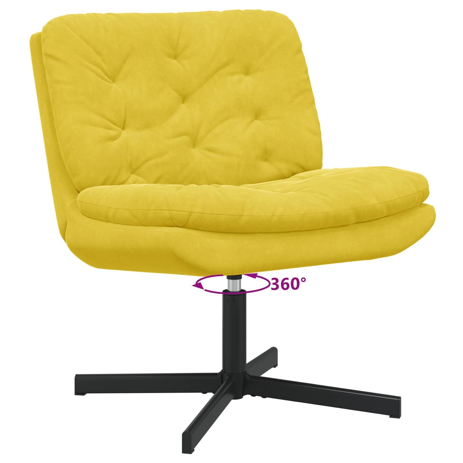 vidaXL Fotel relaksacyjny obrotowy Żółty 63 x 75 x 76 cm Aksamit