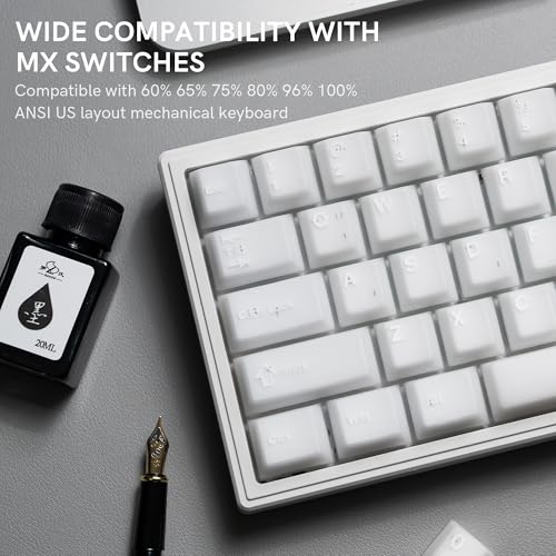 Image of dagaladoo Double Shot PBT keycaps,White Jade, Cherry Profile Keycaps Set | 121-keys Jelly style Custom keycaps full size for 60% 65% 75% 100% Cherry-MX switch Mechanical Keyboard