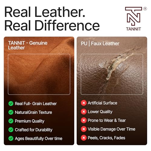 Image of TANNIT Genuine Leather Laptop Bag for Men - 15.6 inch Expandable Messenger Bag for Office Use - Water-Resistant Laptop briefcase with Multiple Compartment, Adjustable Padded Straps, Trolley Strap