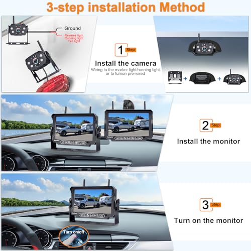 Rohent R12 Rv Backup Camera Wireless Strong Signal: Hd 1080P 7'' Touch Key Recording Monitor Rear View System thumb #5