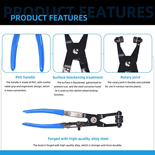 Glarks 9Pcs Blue Flexible Hose Clamp Pliers Set, Long Reach Spring Wire Clip Plier Hose Clamp Pliers Remover Kit For Replacement Of Fuel, Oil, Water Hose #TOP2