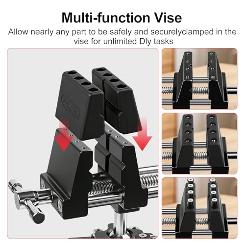 Image of ArtyMaster 360 Rotating Bench Vise with Quick-Release Ratchet Wrench - Versatile Woodworking & Pipe Vise for Home Improvement - 4 Inch Workbench Vise for Carving, Repair & DIY Projects (WT117B)