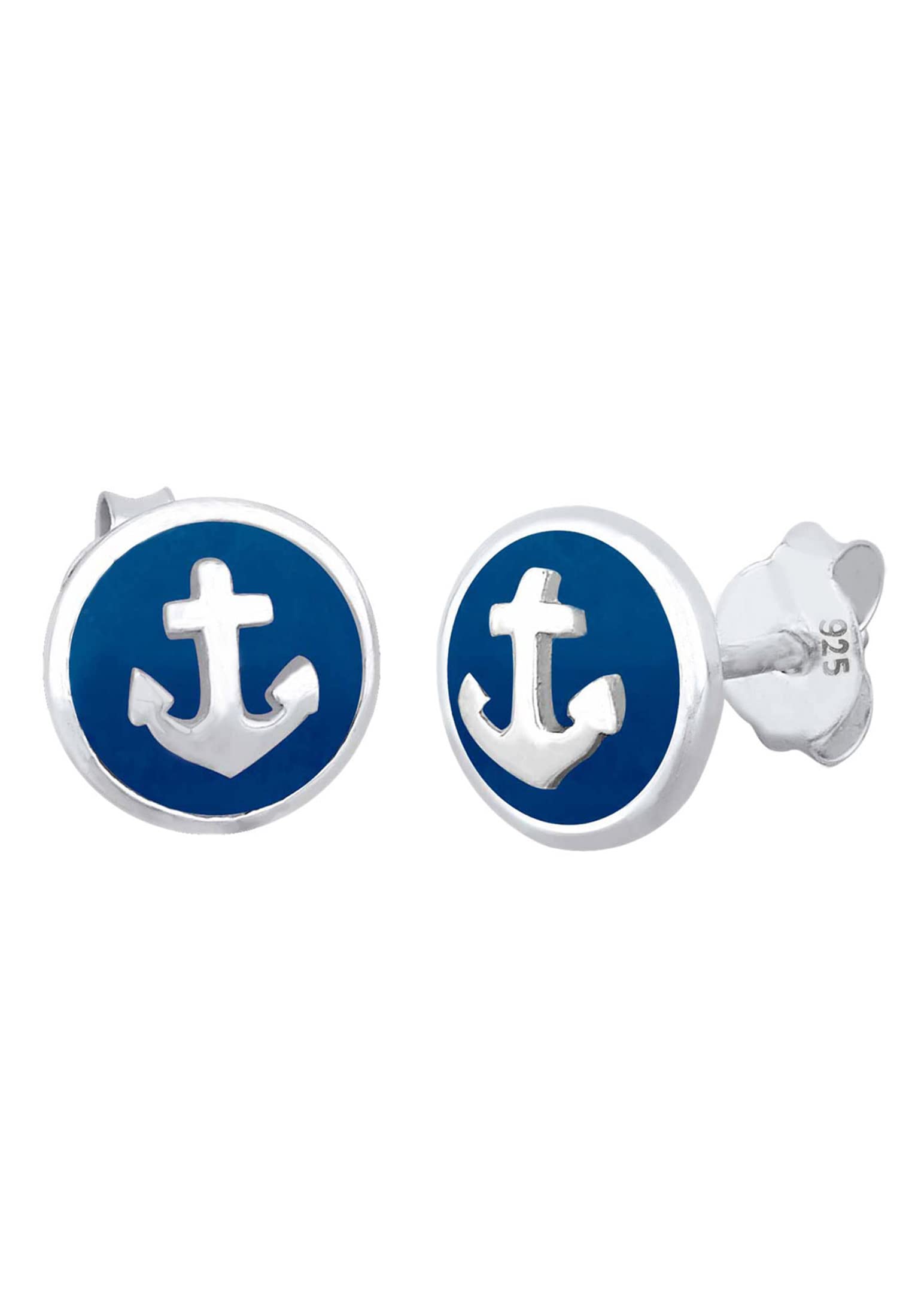 Elli Women 925 Sterling Silver Anchor Enamel Earrings 0312312012