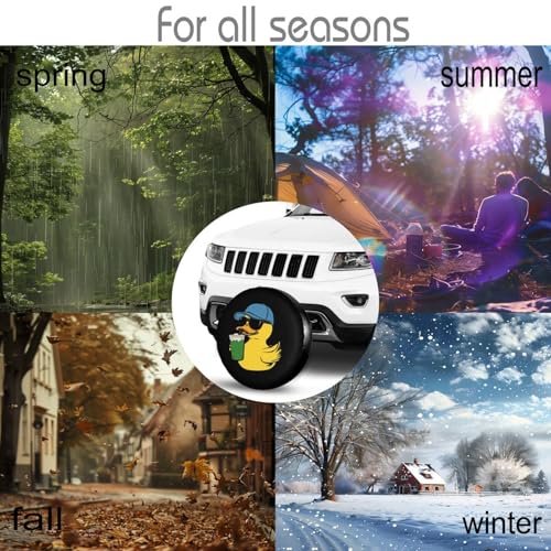 Image of Duck Yellow Sunglasses Spare Tire Cover-Cute Funny Waterproof Universal Spare Wheel Tire Covers Fit for Rv SUV Truck Camper Travel Trailer Accessories,17 inch