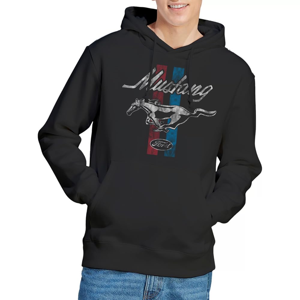 Ford Men's Mustang Stripes Hoodie Black - XXL