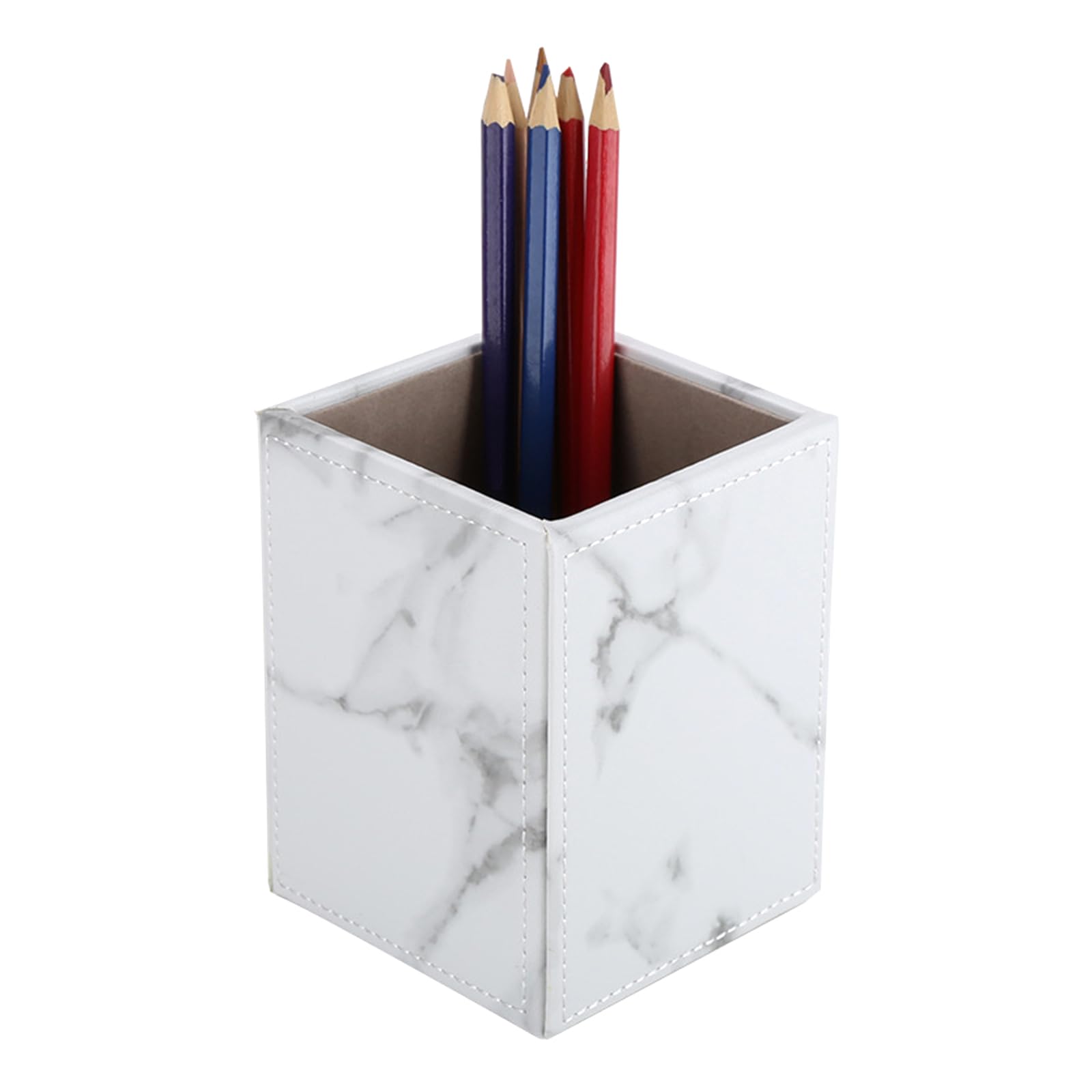 CRFFZ Pen Holders Makeup Brush Container Square Pencil Holders for Home and School Leather Pencil