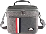 【Materiale Premium】:borsa porta pranzo，l'esterno è realizzato in tessuto Oxford ad alta densità impermeabile e antimacchia, resistente e durevole. Il rivestimento interno è realizzato con un foglio PEVA ecologico e riempito con schiuma EPE da 8 mm per mantenere cibo o bevande/freddo/caldo fino a 3-5 ore. Non importa dove ti trovi, puoi goderti il ​​pasto perfetto.
