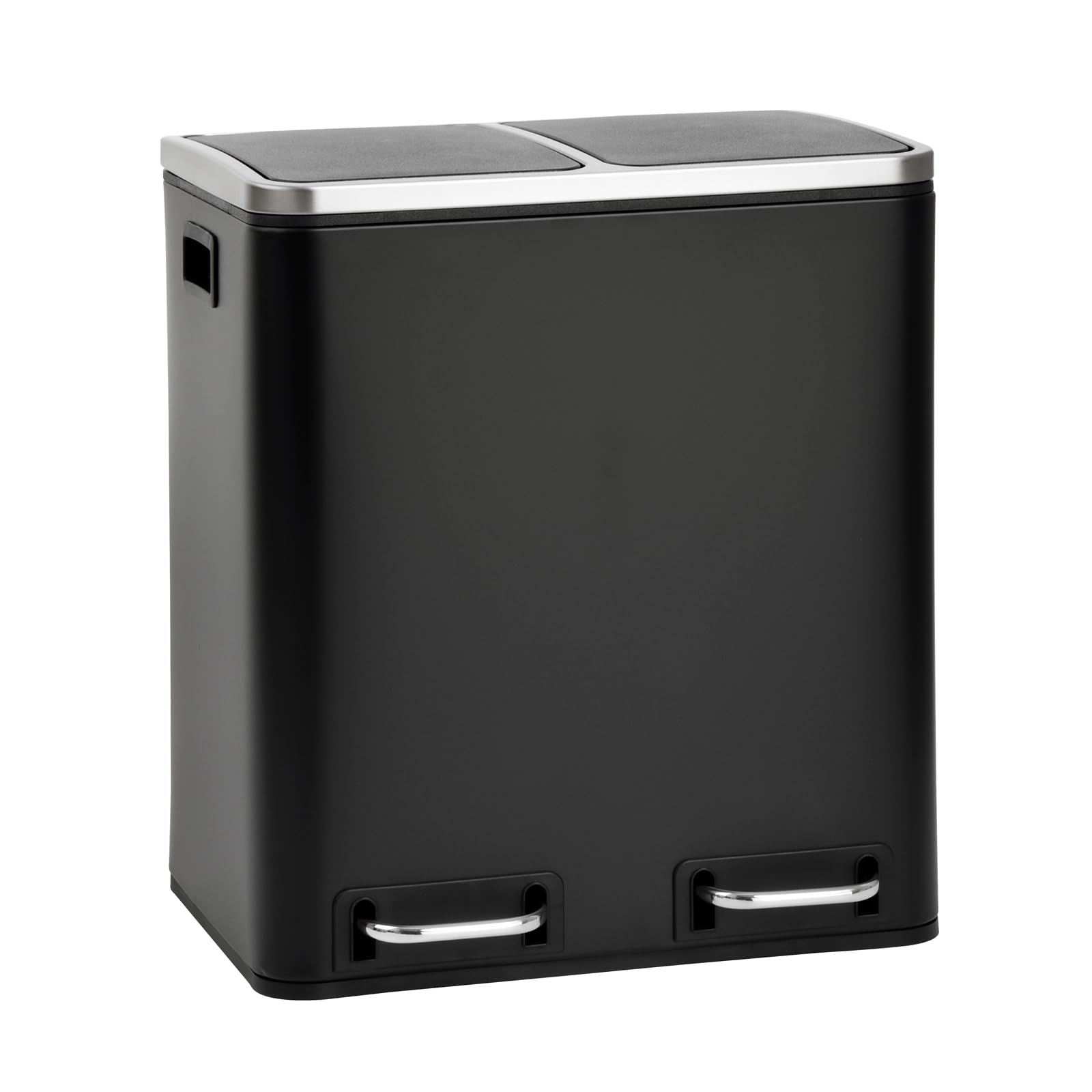 SVITA TM2X15 Treteimer 30 Liter Abfalleimer Mülleimer Design Mülltrennung Softclose-Deckel Pulverbeschichteter Stahl Schwarz