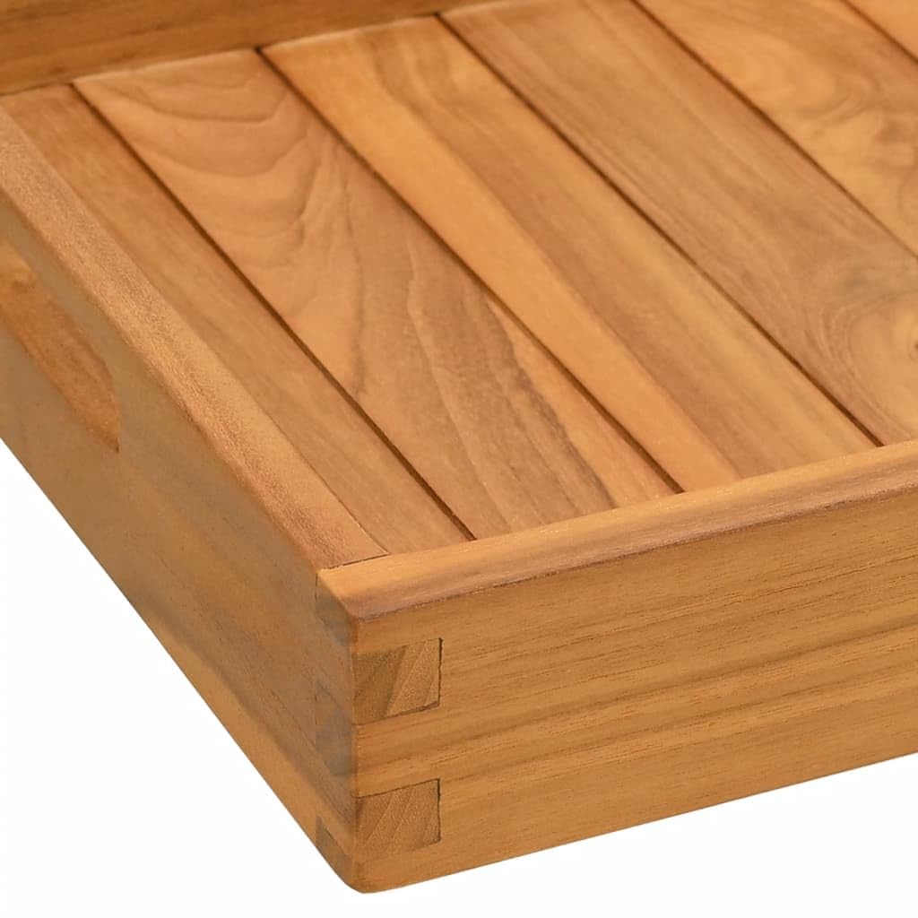 Bandeja de servir de madera maciza de teca de 60 x 35 cm con asas empotradas, bordes elevados para queso, plato para tartas, bufé y fiesta de tapas