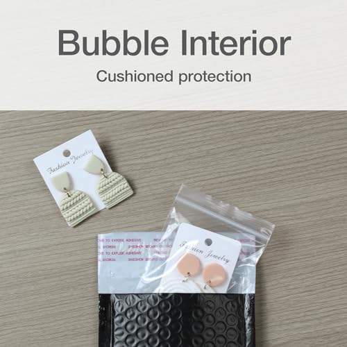Image of Quality Park Bubble Mailers, 4 x 8 Shipping Envelopes, Self-Seal, Small Black Padded Envelopes, Redi-Strip Peel Off Closure, 50 Per Box (1002352)