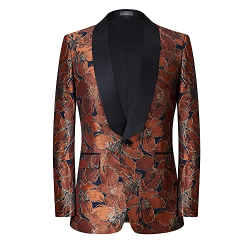 Men's Floral Blazer One Button Lapel One Piece Blazer Classic Elegant Fit Prom Wedding Fashion Tuxedo