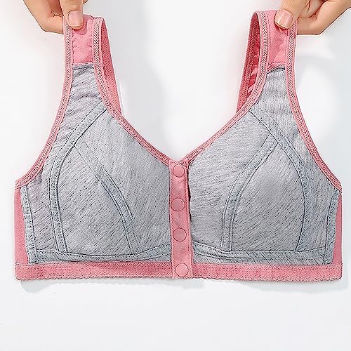 Sexy Lace Front Button Shaping Cup Verstelbare Schouderriem Grote Maat Beugelbeha Volledige Ondersteuning Naadloze Bandeau, roze, XL