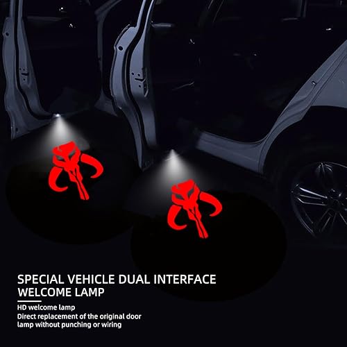 Miniatura 2 de Fit Star Wars - Luz de puerta de automóvil con logotipo, proyector Mandalorian HD Ghost Shadow luz de bienvenida, 2 luces de charco para puerta de