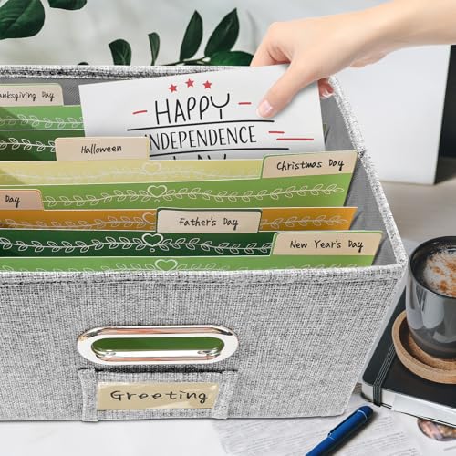 image for Vienrose Greeting Card Organizer 1 Pack, Storage Box with 20 Adjustabl