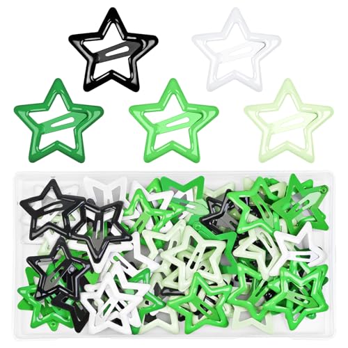 Pinzas para el pelo estrella verdes horquillas infantiles pack de 60 clips para niña