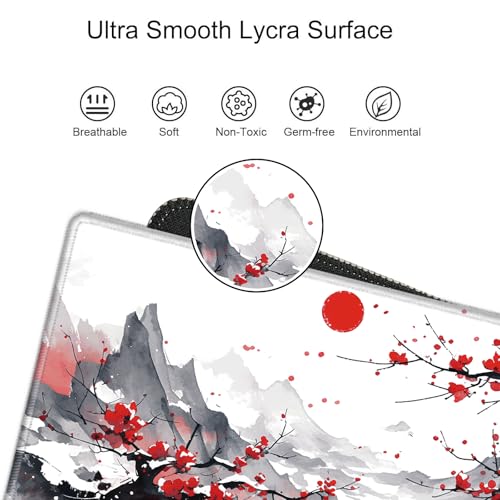 Image of Cherry Blossom Mouse Pad Sakura 36x12 Desk Mat Japanese Desk Pad Gaming Large Mousepad Long Mouse Mat Extended Computer Mat for Wireless Mouse Non Slip Work Women