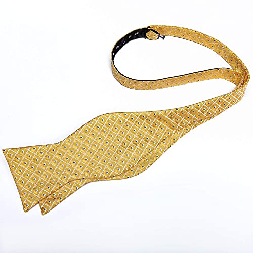 Image of DiBanGu Men Bow Tie Paisley Striped Self-Bow Tie for Men and Silk Woven Bowtie Pocket Square Cufflinks Wedding Party