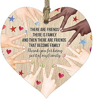 Stuff4 Friend Are Like Family, Friends Gifts for Women Dark Wooden Heart Sign Plaque, Friend Gift, Handmade Decorative Accessories Hearts, Plaques with Quotes, Gift for Friend