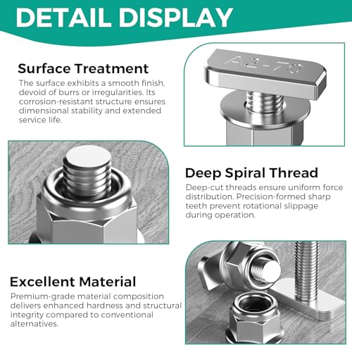 BREANIFULL 30 Stück T Schrauben mit Sperrzahnmuttern T Hammerkopfschrauben mit Flanschmutter M8 x 20mm Hammerkopfschrauben Gewächshaus Schrauben für PV Solar Montageschienen Photovoltaik