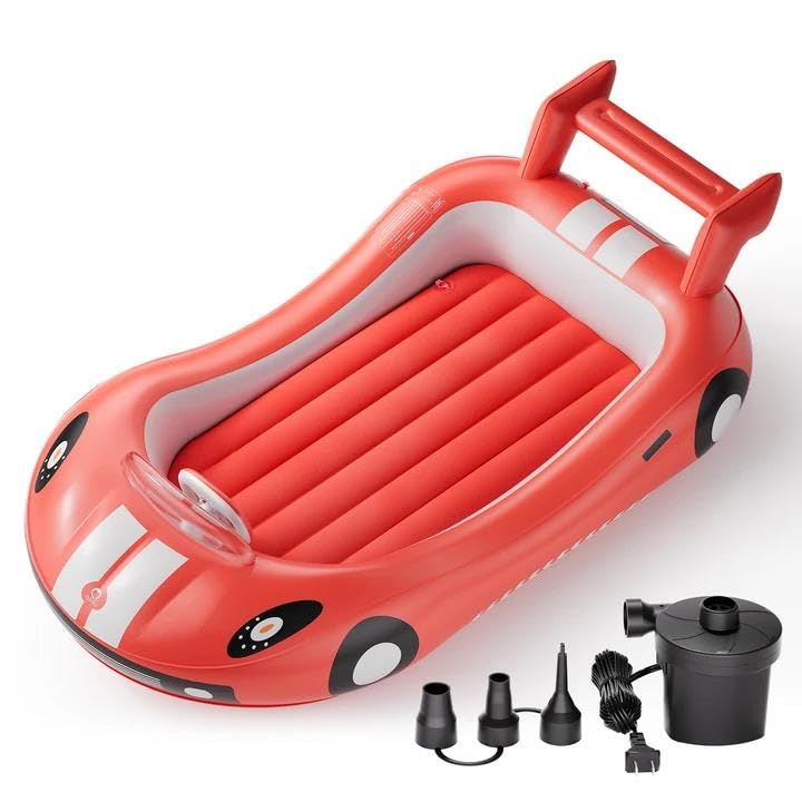 QPAU Inflatable Toddler Travel Bed with Electric...