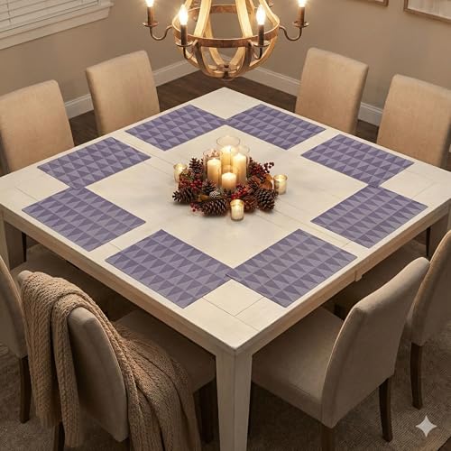 Image of YELONA Placemats for Dining Table - Heat Resistant, Non-Slip & Washable PVC Vinyl Table Mats - Set of 8, 45 x 30 cm (Grey)