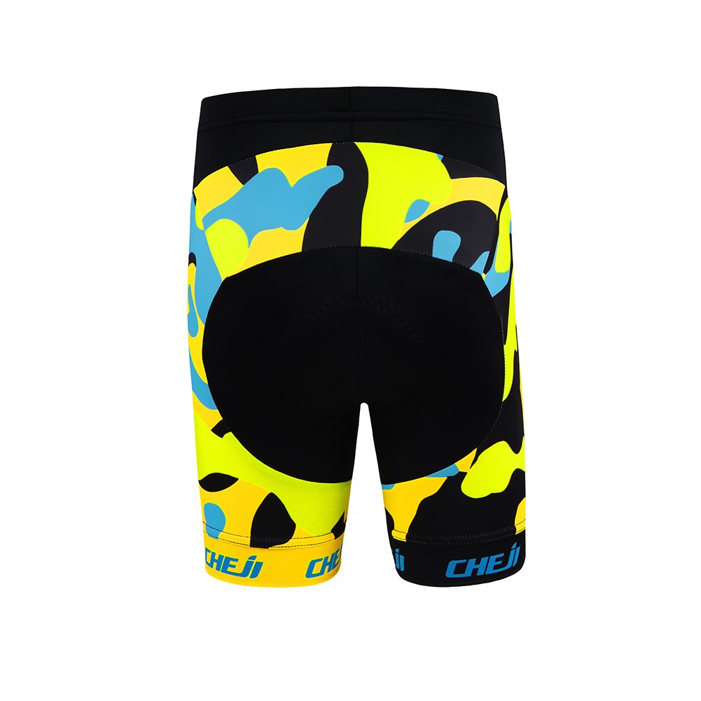 Maillot de Cyclisme Pantalons Courts Cuissard Shorts, Camouflage Jaune, 11-12 Ans(Taille Fabriquant: XL)
