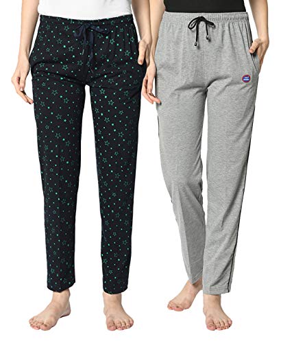 Image of Mack Jonney Cotton Blended Regular Fit Trackpants for Women(Pack of 2)-D1 PRT 1Nvy D1 Ant 02-P