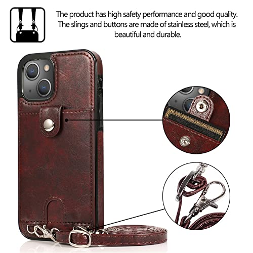 Étui de téléphone bandoulière en cuir marron pour iPhone 12 Pro Max - 5