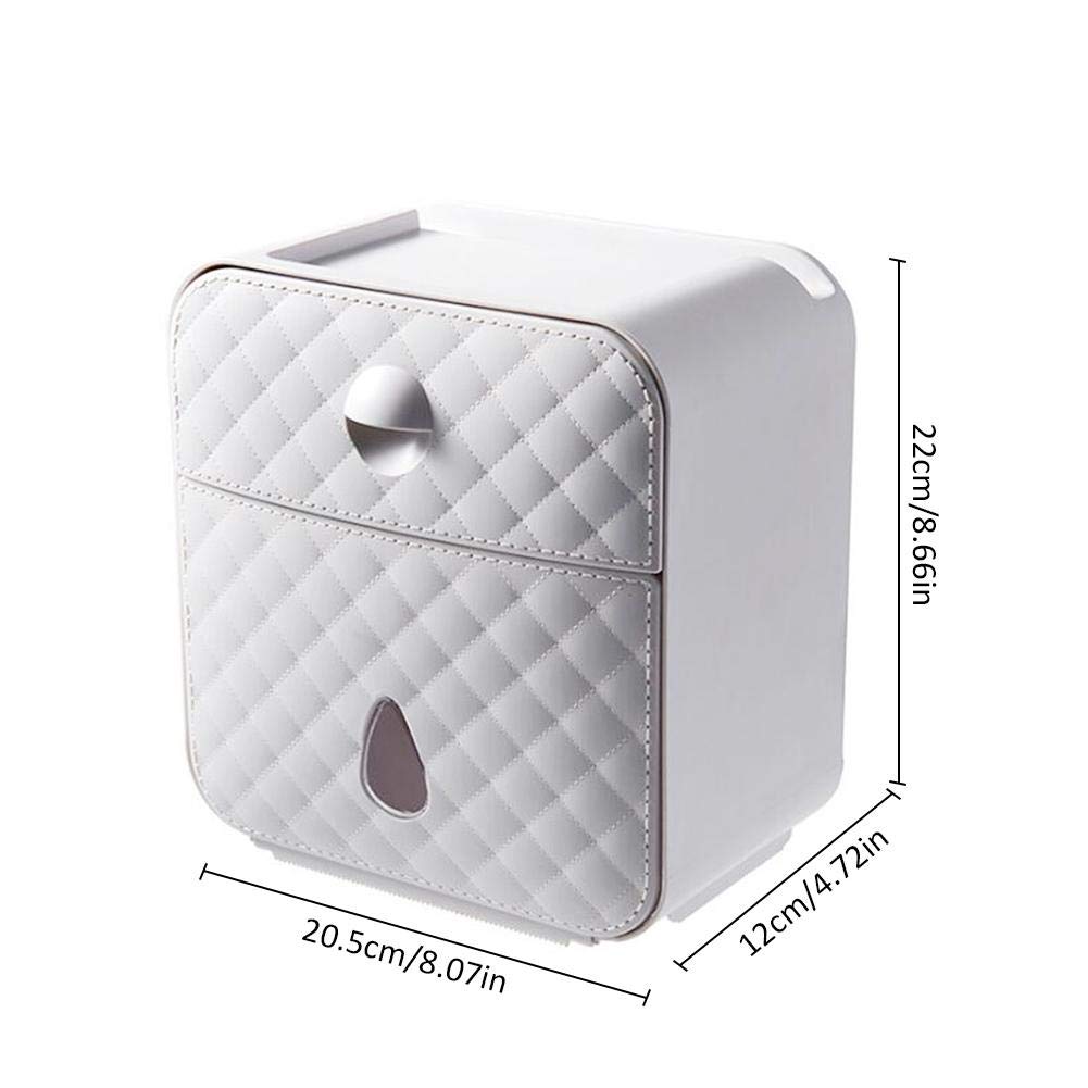 CMBSSTFC Portarrollos de baño Autoadhesivo para Montaje en Pared con Cubierta Antipolvo Impermeable, Caja de Almacenamiento para Rollo y Papel Plegable