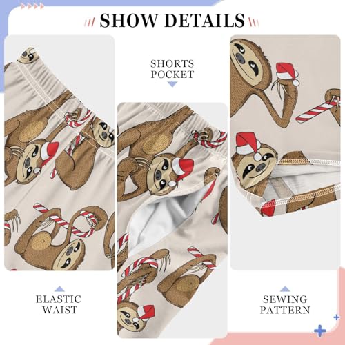 ZZXXB Sloth Candy Cane Boys Long Pants Soft Trousers Elastic Waist Kids Lounge Bottoms with Pockets S-XL4