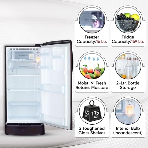 Image of LG 185 L, 5 Star, Smart Inverter, Direct Cool Single Door Refrigerator (GL-D201APIU, Purple ILAN, Moist N Fresh, Auto Smart Connect & Base Stand Drawer)