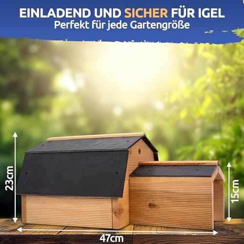 STAHLMANN® Igelhaus Winterfest[Made IN EU ] – Premium Igelfutterhaus (Made in Europe) – Hochwertiges Igelhaus & Schlafhaus – Igelhotel, Futterhaus & Igelhöhle
