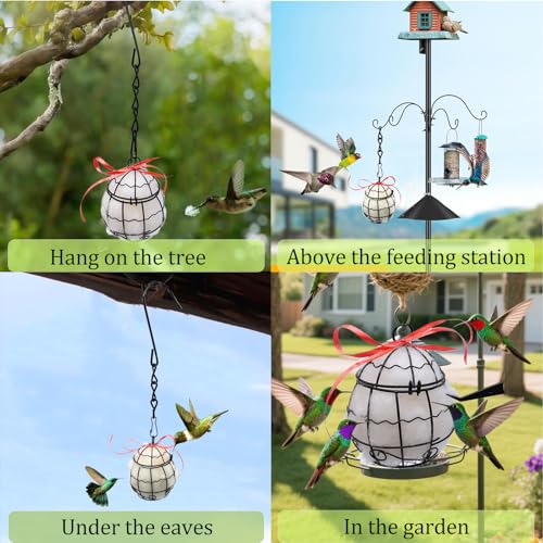 Image of Bird Nesting Material Holder Hummingbird Nesters Natural Wool ​for Wild Birds Nesting Station Bird Watching Gifts for Patio Garden Outdoor