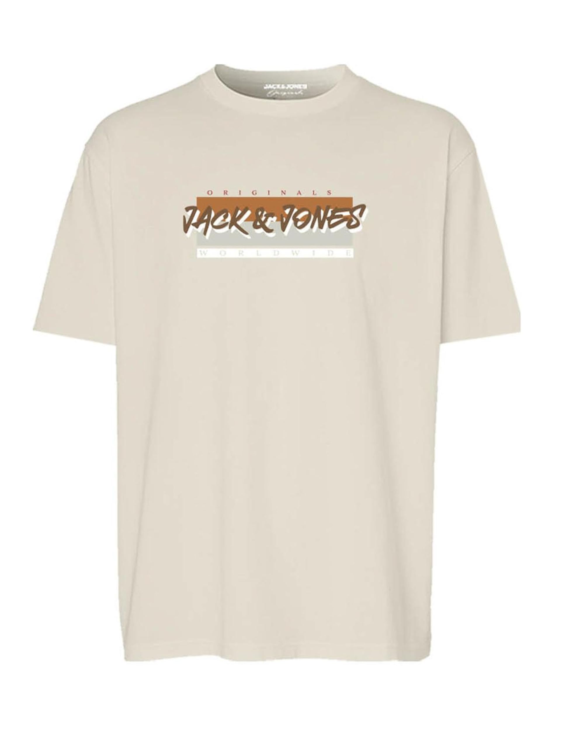 JACK & JONES Men's Jorvarenna Tee Ss Crew Neck FST, Antique White, L