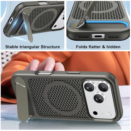 Coque iPhone 17 Pro Max antichoc grise avec support MagSafe intégré - 6