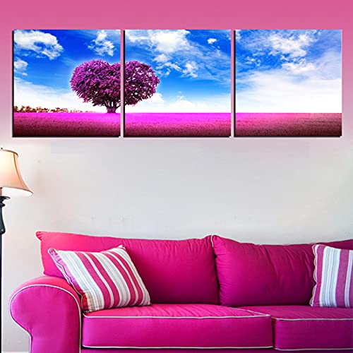 Beautiful Landscape Painting Blue Sky Red Grass Romantic Art Pictures For Drawing Room Bedroom Wall Decor Purple Love Print On Canvas 70X70Cm2Pcs Noframe #TOP1
