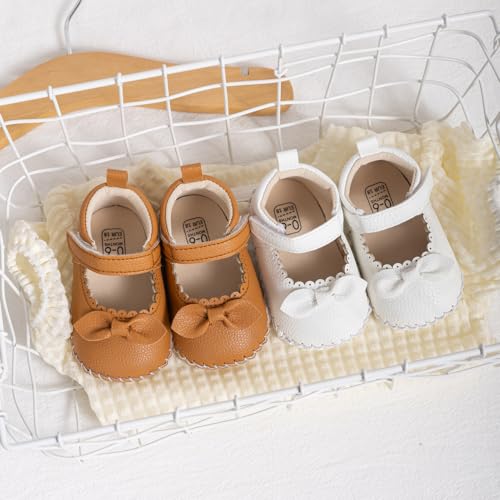 Image of Meckior Infant Baby Girl Sandals Soft Non-Slip Rubber Sole Handmade Princess Wedding Dress Shoes Toddler First Walkers