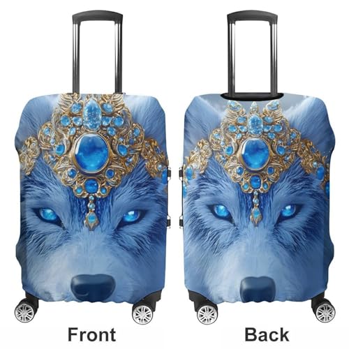 Wolf King with Blue Eyes Travel Luggage Cover for Suitcase 19-32 Inches Elastic Washable Baggage Protector3