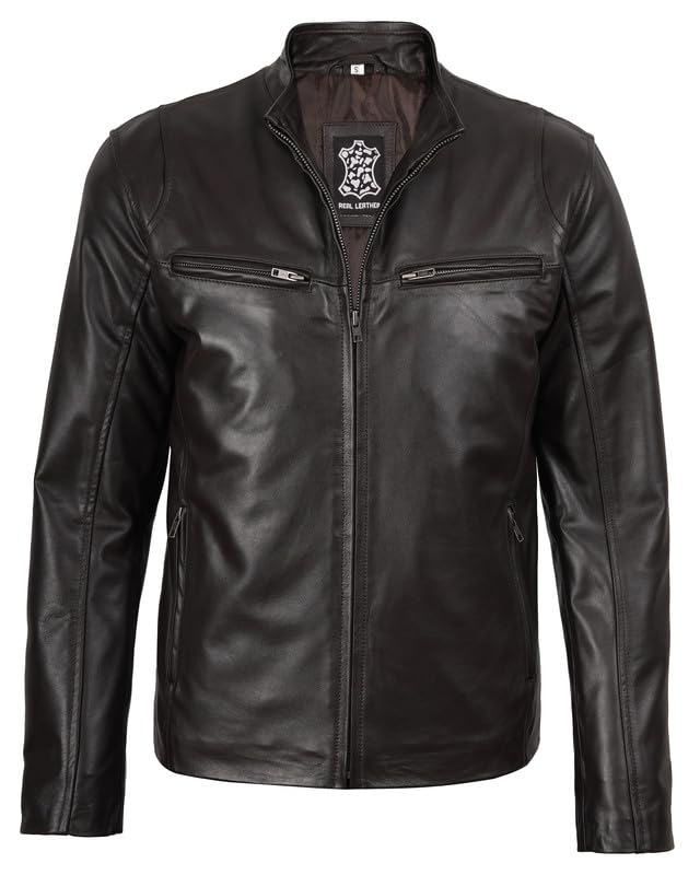 Image of Decrum Men Leather Jacket - Casual Stylish Real Lambskin Leather Jackets for Mens