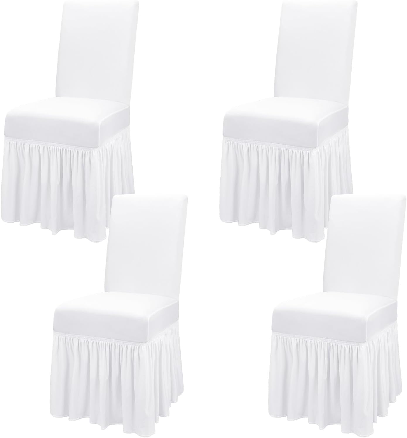 Dining Chair Covers Set of 4 Stretch Super Fit Chair Slipcovers with Skirt for Dining Room Washable Spandex Chairs Covers for Banquet/Wedding/Kitchen (Black, 4)