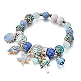SILANER Colorful Beaded Bracelets for Women - Natural Stone Charm Bracelet，Shell Ocean Beach Series